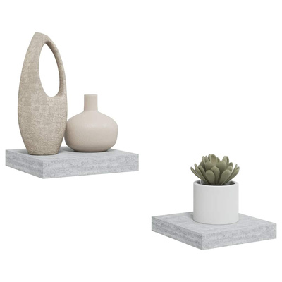 vidaXL Półki ścienne, 2 szt., szarość betonu, 23 x 23,5 x 3,8 cm, MDF