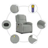 vidaXL Rozkładany fotel masujący, podnoszony, jasnoszary, aksamitny