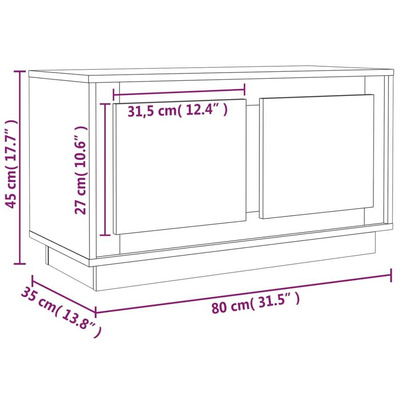 vidaXL Szafka pod TV, biała, 80x35x45 cm, materiał drewnopochodny