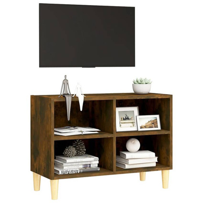 vidaXL Szafka pod TV, drewniane nóżki, przydymiony dąb, 69,5x30x50 cm