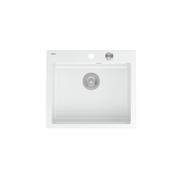 MORGAN 110 GraniteQ zlewozmywak snow white z syfonem Push To Open stal szlachetna 1-komorowy b/o + zaczepy 4 szt