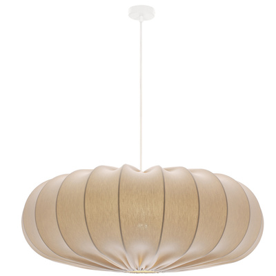 Lampa wisząca CAFEE' skandynawska z abażurem beżowym frappe 66 cm - nowoczesne oświetlenie sufitowe do salonu i jadalni E27