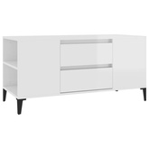 Szafka pod TV, wysoki połysk, biała, 102x44,5x50 cm vidaXL