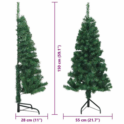 Rogowa Sztuczna Choinka z podstawą Zielony 150 cm PVC i Metal