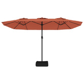 Podwójny parasol ogrodowy z LED, terakotowy, 449x265 cm