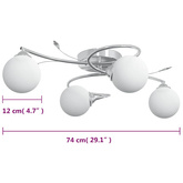Lampa sufitowa, okrągłe szklane klosze, 4 żarówki LED, G9