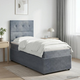 Łóżko z box spring LED z materacem ciemnoszary 90 x 200 cm