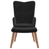 Fotel z podnóżkiem, czarny, obity aksamitem model standard