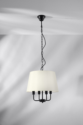 Lampa wisząca z abażurem Pasteri klasyczna 4-punktowa do salonu