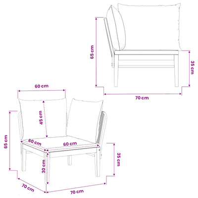 Sofa narożna do ogrodu z poduszkami naturalny