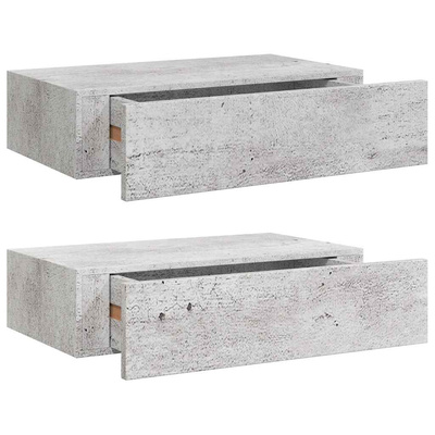 vidaXL Półki ścienne z szufladą, 2 szt., szare, 40x23,5x10 cm, MDF
