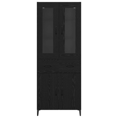 Highboard Czarny Dąb 69,5 x 34 x 180 cm Drewno inżynieryjne