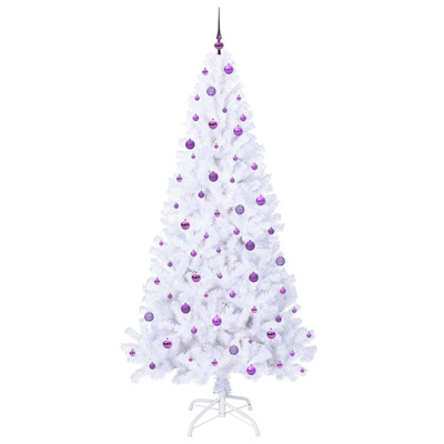 Sztuczna choinka z 300 diodami LED Biały 240 cm PVC i stal