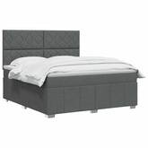 Łóżko z box spring LED z materacem ciemnoszary 140 x 190 cm