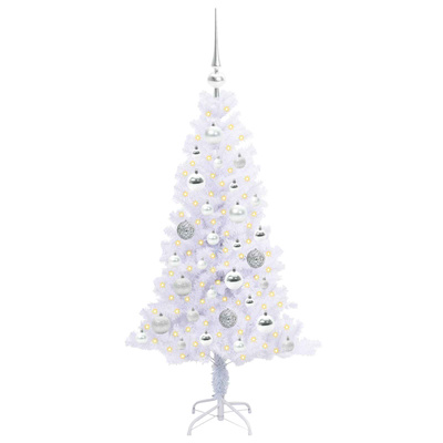 Sztuczna choinka z 150 diodami LED Biały 120 cm PVC i Stal