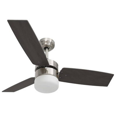 vidaXL Wentylator sufitowy z lampą i pilotem, 108 cm, ciemnobrązowy
