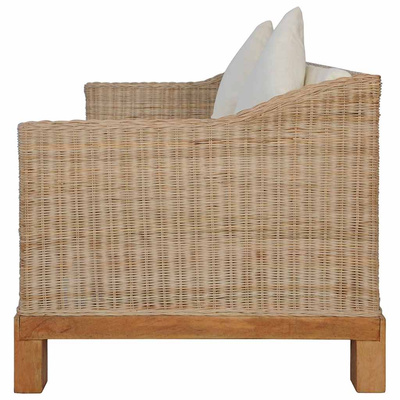 2-osobowa sofa z poduszkami, naturalny rattan