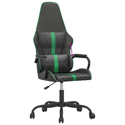 vidaXL Fotel gamingowy, czarno-zielony, sztuczna skóra