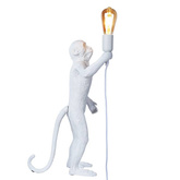 Lampa Stołowa Biała Małpa 55cm Abruzzo Cezar E27