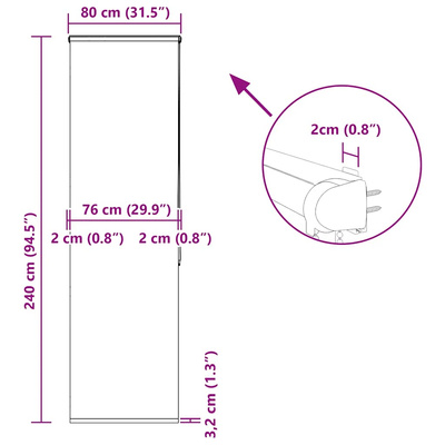 Roleta prysznicowa z kasetą 80x240 cm Szerokość tkaniny 76 cm