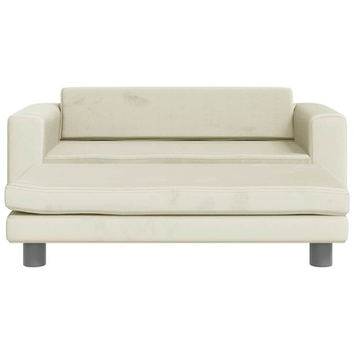 vidaXL Sofa dziecięca z podnóżkiem, kremowa, 100x50x30 cm, aksamit