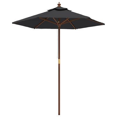Parasol ogrodowy na drewnianym słupku, czarny, 196x231 cm