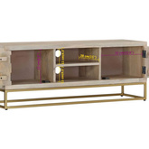 vidaXL Szafka pod TV, 110x30x40 cm, bielone drewno mango