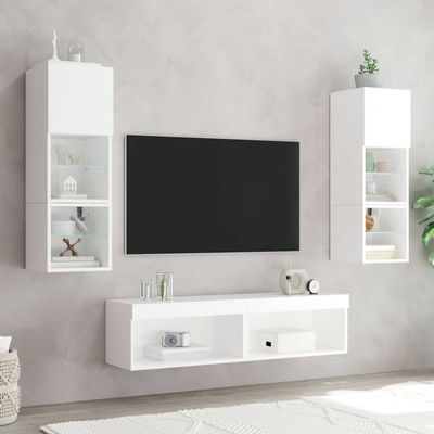 vidaXL Szafka pod TV, z oświetleniem LED, biała, 60x30x30 cm