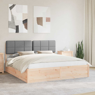 Ramka łóżka z tapicerowanym wezgłowiem Jasnoszary 200 x 200 cm