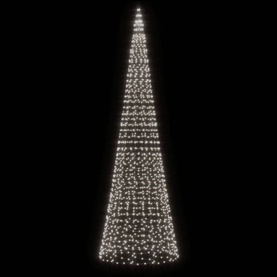 vidaXL Choinka z lampek, na maszt, 1534 zimne białe LED, 500 cm