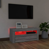 Szafka pod TV z oświetleniem LED, szary dąb sonoma, 90x35x40 cm vidaXL