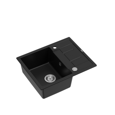 MORGAN 116 GraniteQ zlewozmywak pure carbon z syfonem Push To Open stal szlachetna 1-komorowy z/o + zaczepy 4 szt