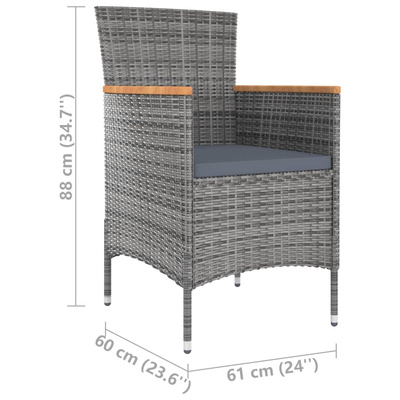 9-cz. zestaw mebli ogrodowych z poduszkami, rattan PE, szary