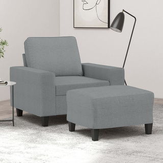 vidaXL Fotel z podnóżkiem, jasnoszary, 60 cm, obity tkaniną wariant 5