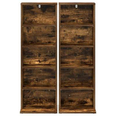Kabinet na płyty CD 2 szt. Dąb wędzony 33 x 23,5 x 97,5 cm