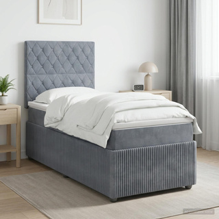 Łóżko z box spring LED z materacem ciemnoszary 90 x 200 cm