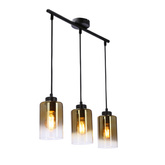 Aspra lampa wisząca czarny 3x60w e27 klosz bursztynowy