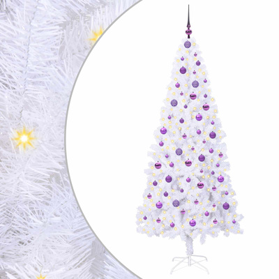 Sztuczna choinka z 300 diodami LED Biały 210 cm PVC i stal