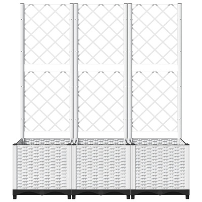 Donica ogrodowa z kratką, biała, 120x40x136 cm, PP