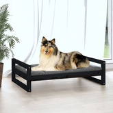 Legowisko dla psa, czarne, 95,5x65,5x28 cm, lite drewno sosnowe vidaXL