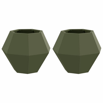 Donica 2 pcs Zielony oliwkowy 50 x 50 x 40 cm Stal