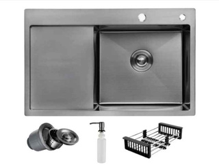 Zlewozmywak stalowy Irma grafit prawy