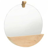 vidaXL Lustro ścienne z półką z litego drewna sosnowego, 35 cm
