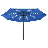Parasol ogrodowy z LED, 400 cm, niebieski