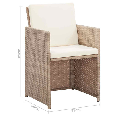 15-cz. zestaw mebli ogrodowych z poduszkami, rattan PE, beżowy