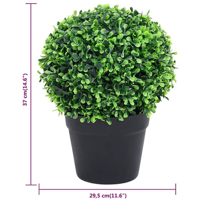 Kule ze sztucznego bukszpanu w doniczce, 2 szt., zielone, 37 cm