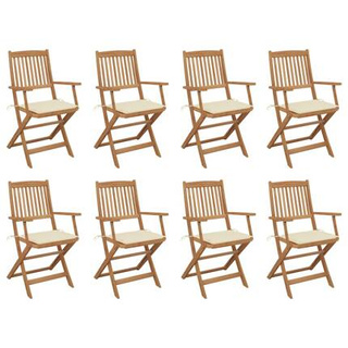 vidaXL Składane krzesła ogrodowe z poduszkami, 8 szt., drewno akacjowe