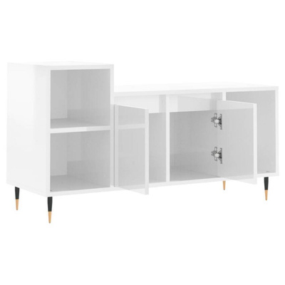 vidaXL Szafka pod TV, wysoki połysk, biała, 100x35x55 cm