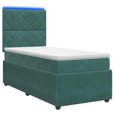 Łóżko z box spring LED z materacem Ciemnozielony 80 x 200 cm
