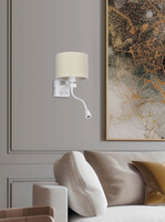 Polo Lampa Kinkiet Biały 1X40W E27+2W Led Abażur Kremowy